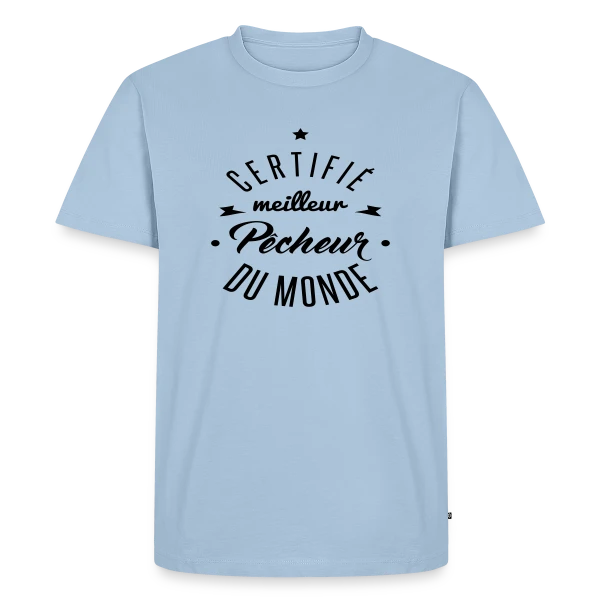 Maquette de T-shirt Premium bio Homme « Certifié Meilleur Pêcheur » à personnaliser
