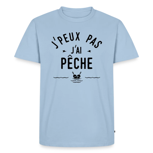 Maquette de T-shirt Premium bio Homme « J'peux Pas, J'ai Pêche ! » à personnaliser