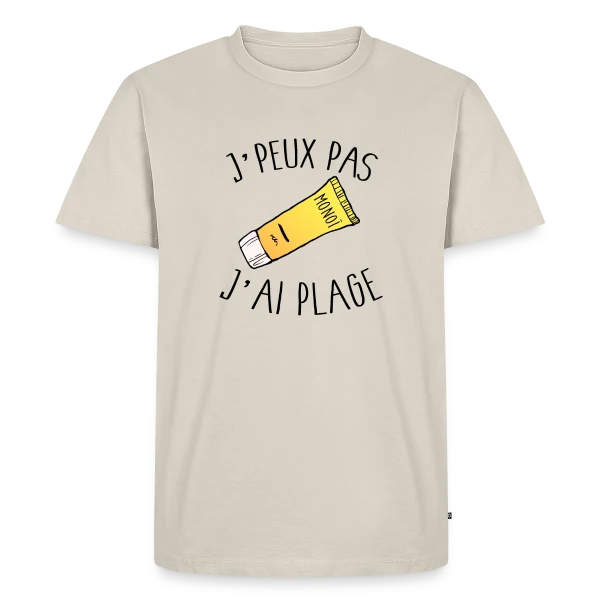 Maquette de T-shirt Premium bio Homme « J'peux Pas J'ai Plage » à personnaliser