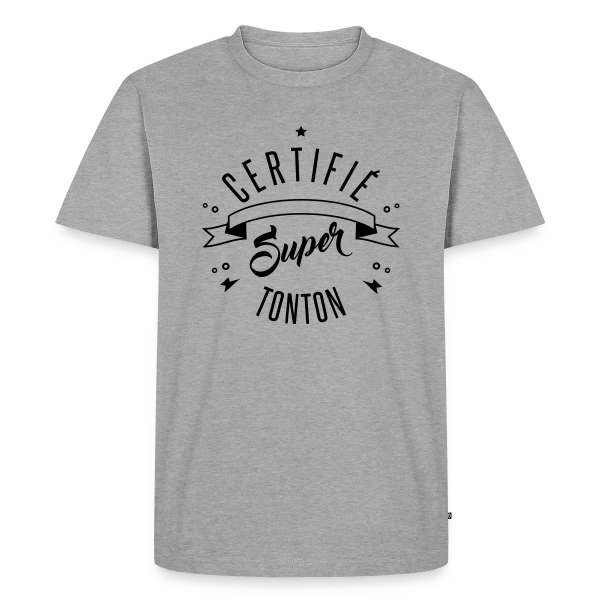 Maquette de T-shirt Premium bio Homme « Certifié Super Tonton » à personnaliser