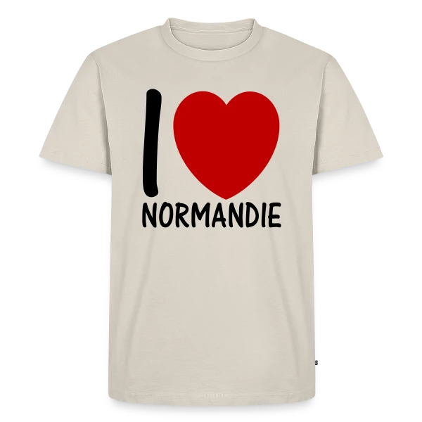 Maquette de T-shirt Premium bio Homme « J'aime la Normandie » à personnaliser
