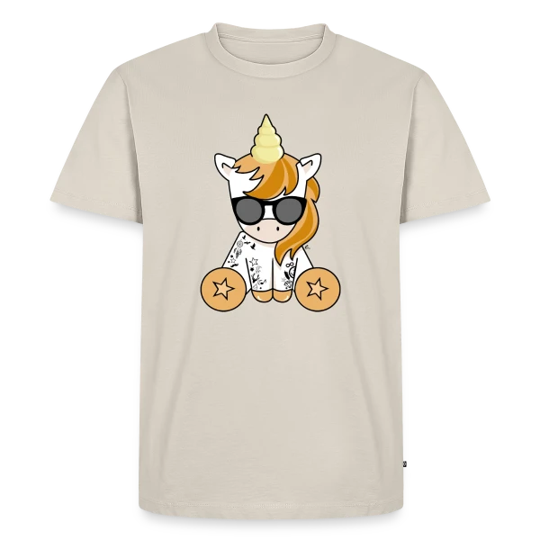 Maquette de T-shirt Premium bio Homme « Licorne Hipster Stylée » à personnaliser