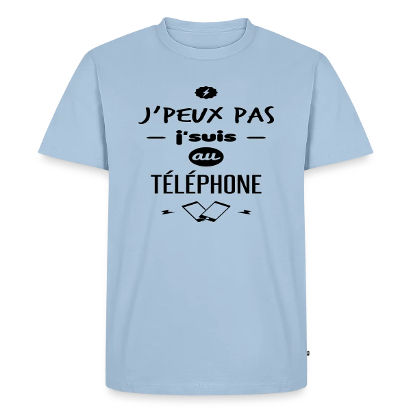 Maquette de T-shirt Premium bio Homme « J'suis au téléphone » à personnaliser