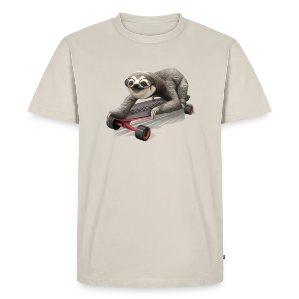 Maquette de T-shirt Premium bio Homme « Paresseux Skateur Stylé » à personnaliser