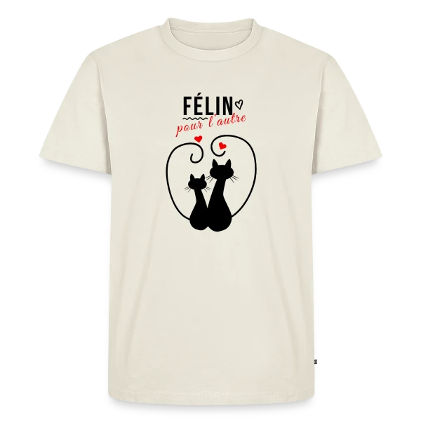 Maquette de T-shirt Premium bio Homme « Félin pour l'autre » à personnaliser