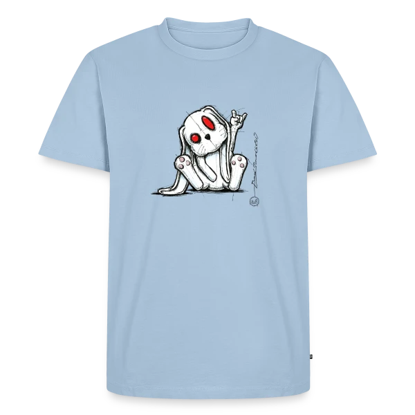 Maquette de T-shirt Premium bio Homme « Lapin Rockeur Métal » à personnaliser
