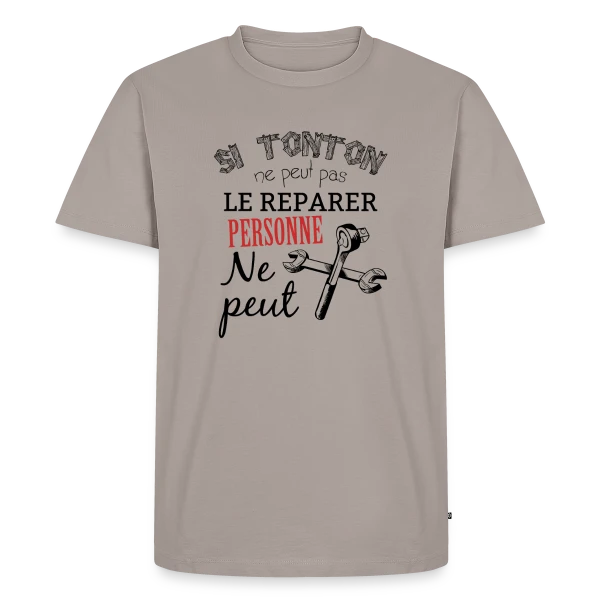 Maquette de T-shirt Premium bio Homme « Mon Tonton Réparateur : L'Expert Infaillible » à personnaliser