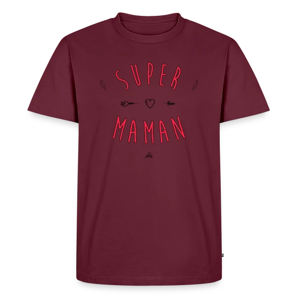 Maquette de T-shirt Premium bio Homme « Super Maman : Cœur et Flèche, Votre Héroïne Quotidienne » à personnaliser