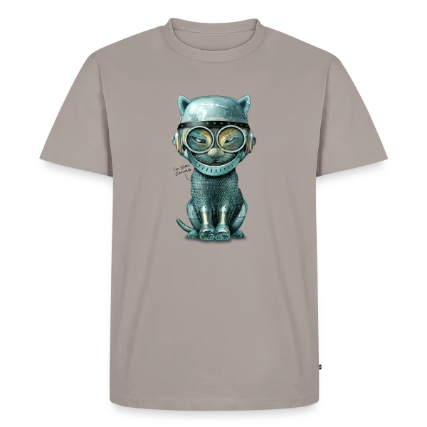 Maquette de T-shirt Premium bio Homme « Chat Malin : Curiosité Féline » à personnaliser