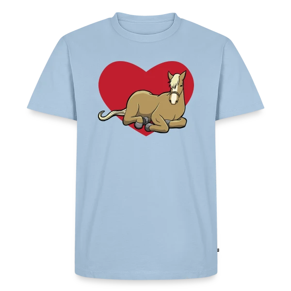 Cheval Câlin Cœur Rouge sur T-shirt Premium bio Homme