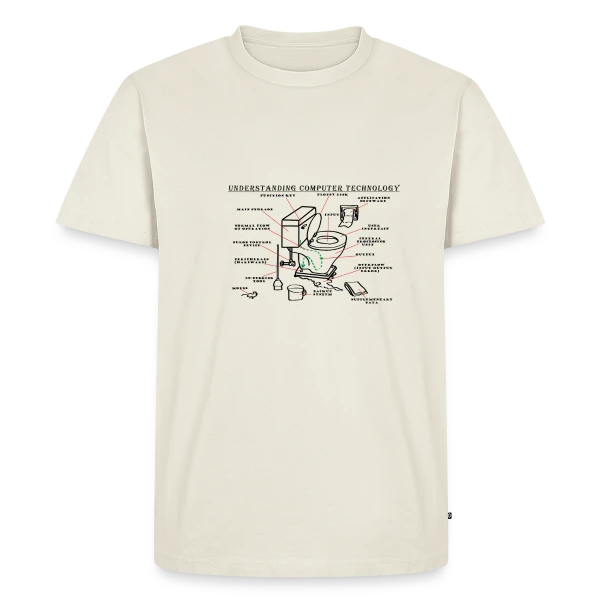 Maquette de T-shirt Premium bio Homme « La Technologie Expliquée avec Humour » à personnaliser