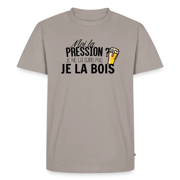 Maquette de T-shirt Premium bio Homme « La pression, je la bois ! » à personnaliser
