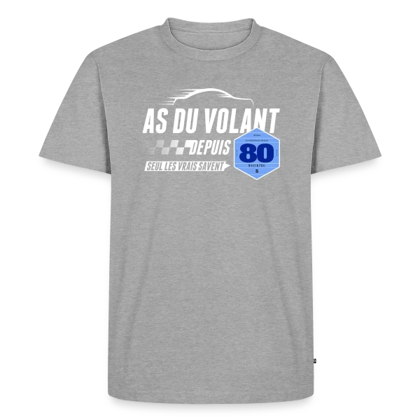 Maquette de T-shirt Premium bio Homme « As du Volant depuis 1980 - T-Shirt Humoristique » à personnaliser