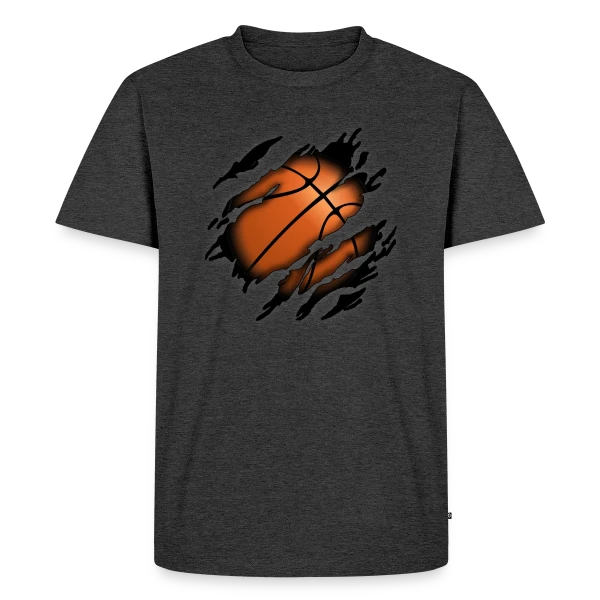 Maquette de T-shirt Premium bio Homme « Le Basketball en Moi - Esprit Sportif » à personnaliser