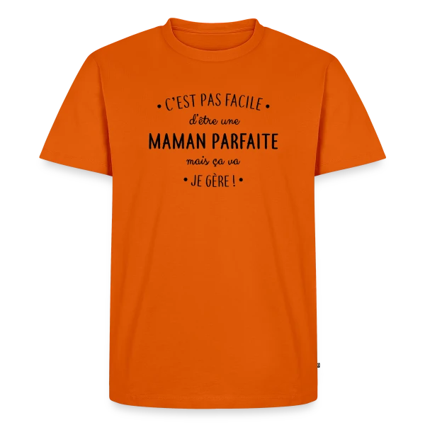 Maquette de T-shirt Premium bio Homme « Maman Parfaite : Le défi quotidien que je relève ! » à personnaliser
