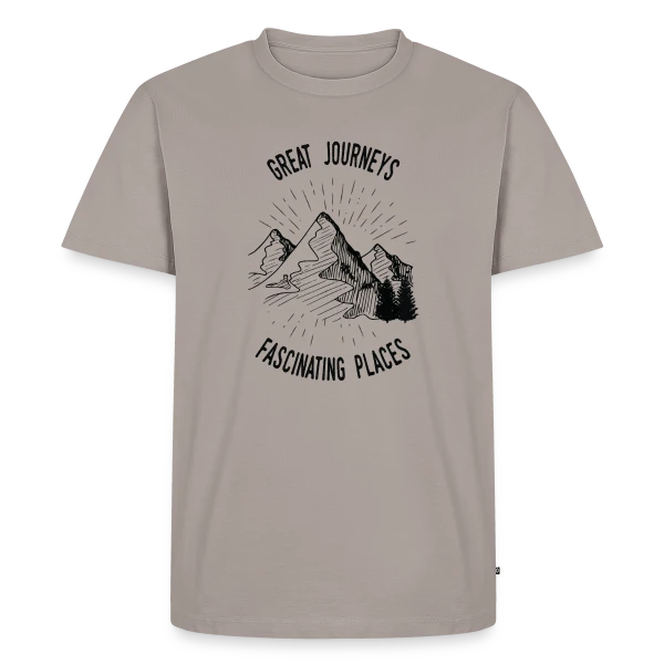 Maquette de T-shirt Premium bio Homme « Grandes Aventures Montagneuses » à personnaliser