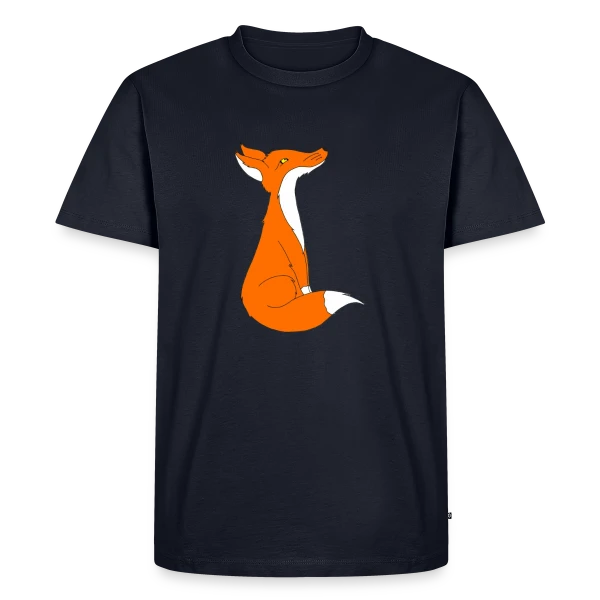 Maquette de T-shirt Premium bio Homme « Renard Curieux Cartoon » à personnaliser