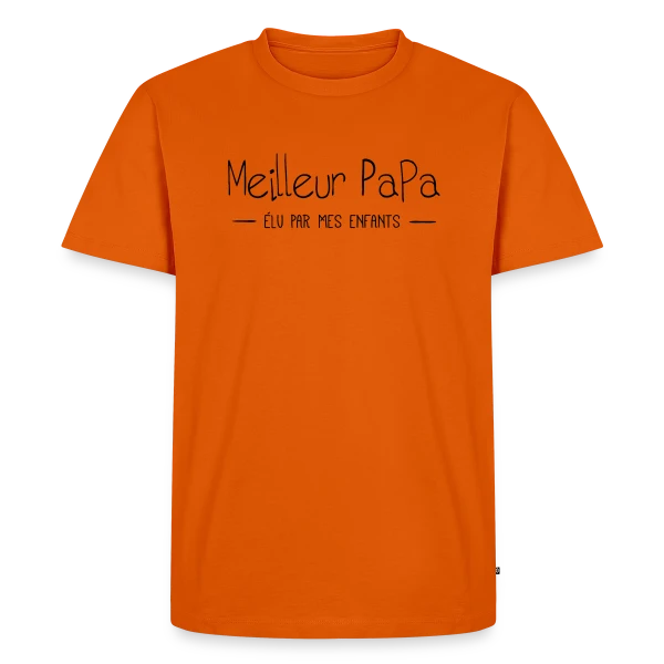 Maquette de T-shirt Premium bio Homme « Meilleur Papa du Monde Élu par Mes Enfants » à personnaliser