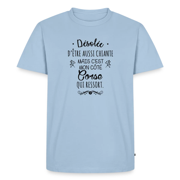 Maquette de T-shirt Premium bio Homme « Mon Caractère Corse » à personnaliser