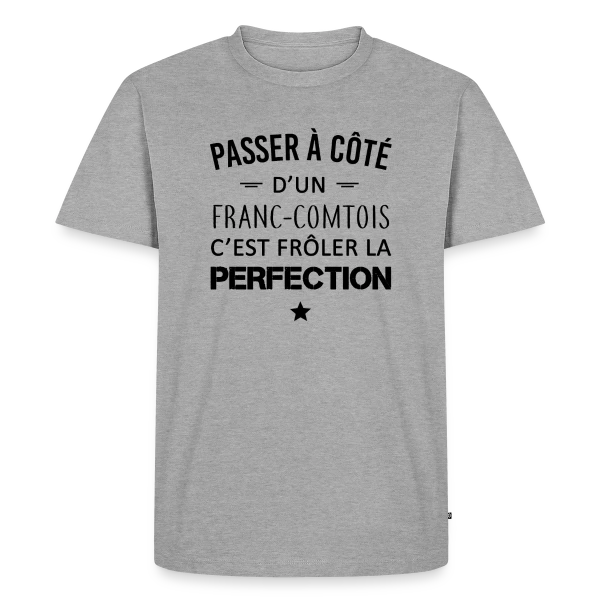 Maquette de T-shirt Premium bio Homme « Franc-Comtois : Touchez la Perfection du Doigt » à personnaliser