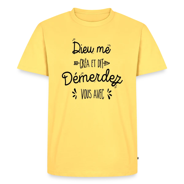 Maquette de T-shirt Premium bio Homme « 'Démerdez-vous avec' » à personnaliser