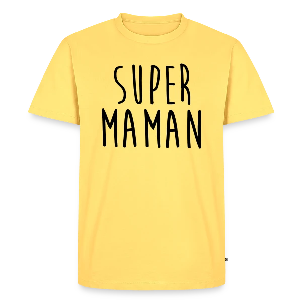 Maquette de T-shirt Premium bio Homme « SUPER MAMAN : T-shirt Hommage à une Héroïne » à personnaliser