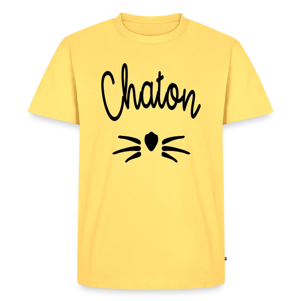 Maquette de T-shirt Premium bio Homme « Chaton Moustaches » à personnaliser