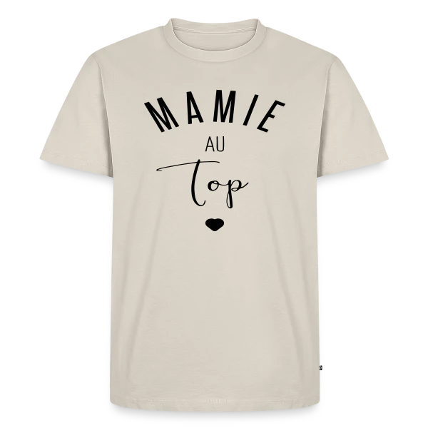 Maquette de T-shirt Premium bio Homme « Super Mamie » à personnaliser