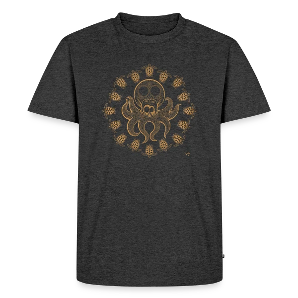 Maquette de T-shirt Premium bio Homme « Crâne Poulpe » à personnaliser