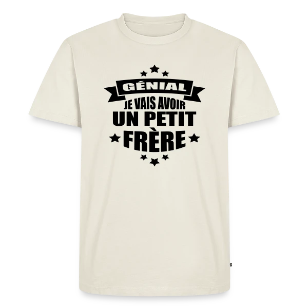 Maquette de T-shirt Premium bio Homme « Bientôt Petit Frère : L'Annonce Adorable » à personnaliser