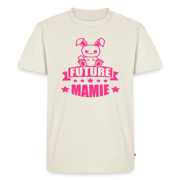Maquette de T-shirt Premium bio Homme « Future Mamie : Annonce de Bonheur Imminent » à personnaliser