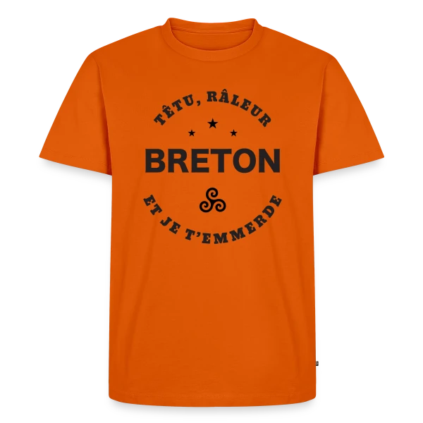 Maquette de T-shirt Premium bio Homme « Breton Têtu et Râleur » à personnaliser