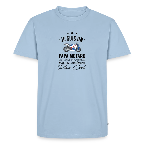 Maquette de T-shirt Premium bio Homme « Super Papa Motard » à personnaliser