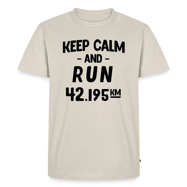 Maquette de T-shirt Premium bio Homme « Keep Calm and Run : Motivation Course à Pied » à personnaliser
