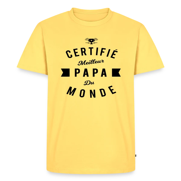 Maquette de T-shirt Premium bio Homme « "Officiellement Meilleur Papa du Monde" » à personnaliser