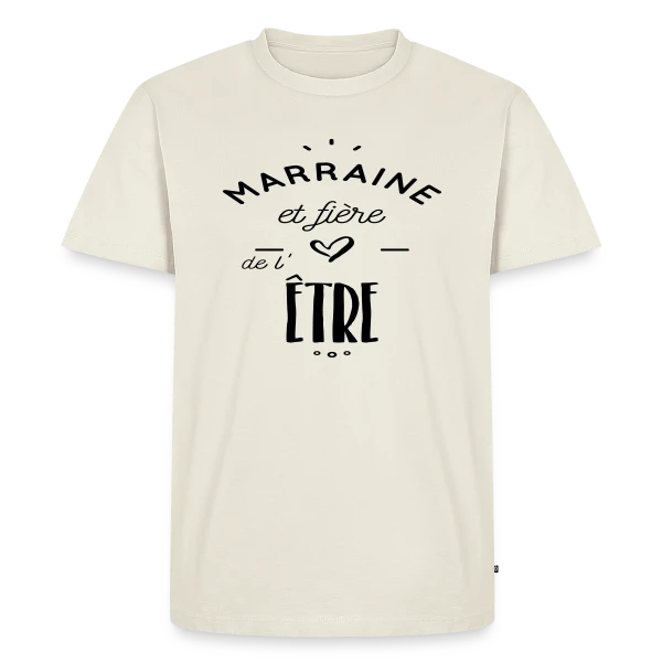 Maquette de T-shirt Premium bio Homme « Marraine Fière » à personnaliser
