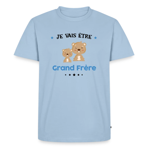 "Je Vais Être Grand Frère" - Annonce Naissance sur T-shirt Premium bio Homme