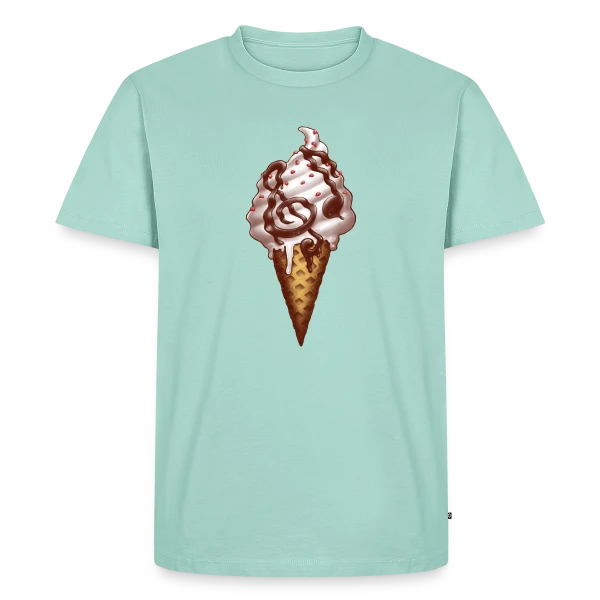 Maquette de T-shirt Premium bio Homme « Mélodie Glacée » à personnaliser
