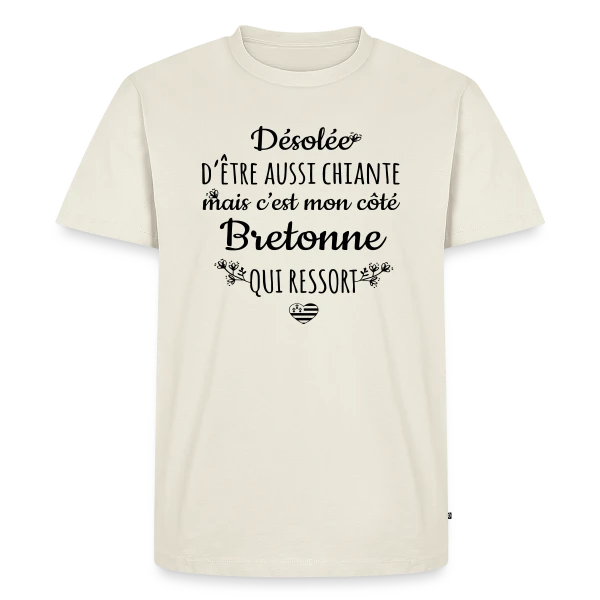 Maquette de T-shirt Premium bio Homme « Mon Côté Bretonne : Fierté et Caractère Bien Trempé » à personnaliser