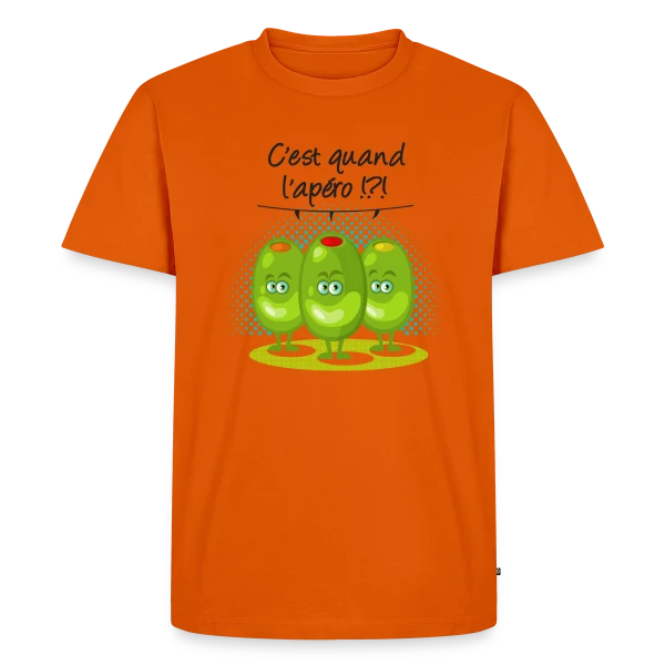 Maquette de T-shirt Premium bio Homme « Apéro Time : L'heure Sacrée de la Détente » à personnaliser