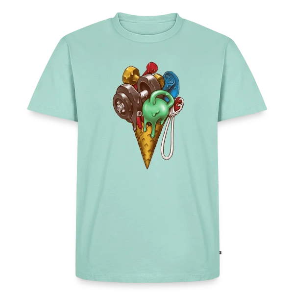 Maquette de T-shirt Premium bio Homme « Fitness Givré » à personnaliser