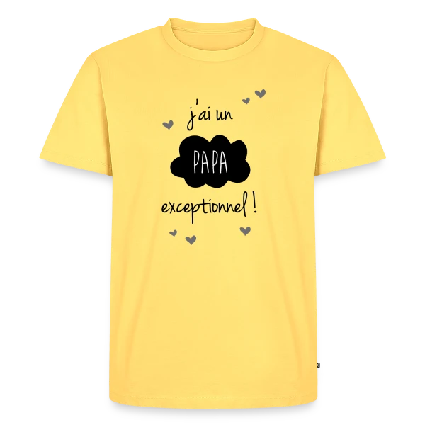 Maquette de T-shirt Premium bio Homme « Mon Papa Exceptionnel - Fierté Filiale » à personnaliser