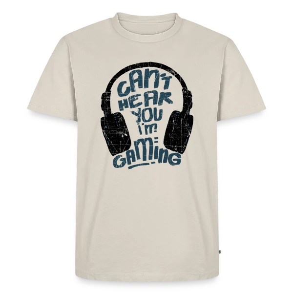 Maquette de T-shirt Premium bio Homme « L'Équipement du Gamer: Le Headset » à personnaliser