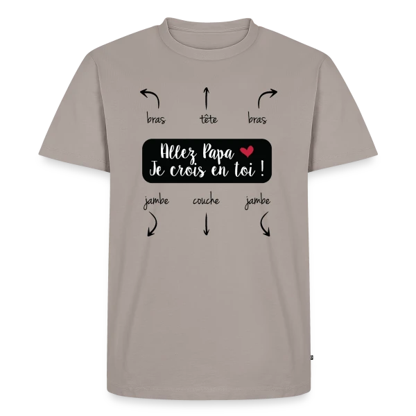 Maquette de T-shirt Premium bio Homme « Humour Papa : Allez Papa, Je Crois en Toi ! » à personnaliser