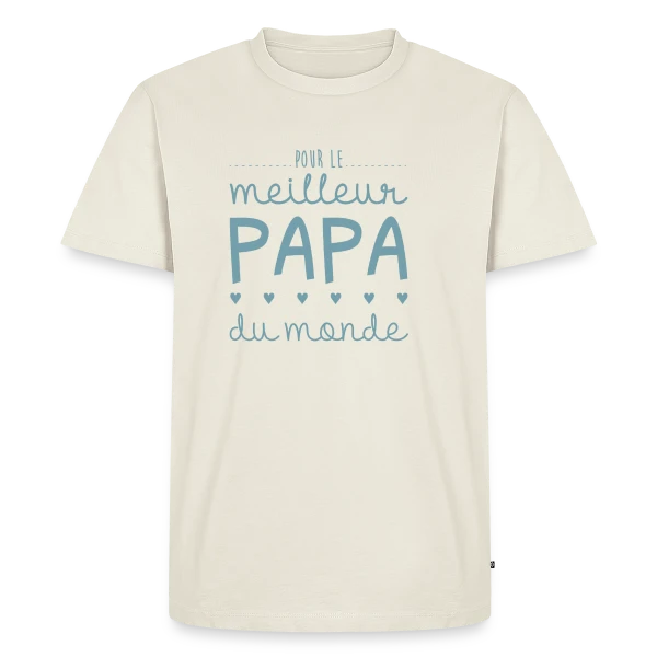 Maquette de T-shirt Premium bio Homme « Pour le Meilleur Papa du Monde - avec Cœurs et Amour » à personnaliser