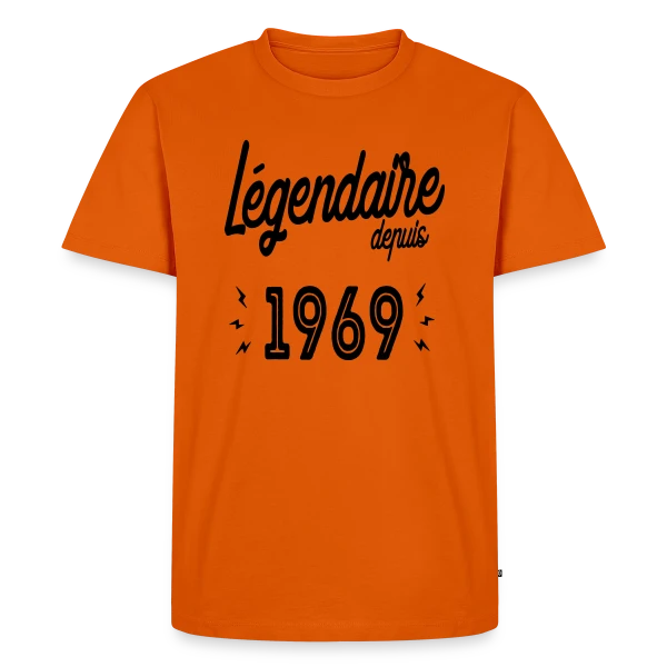 Maquette de T-shirt Premium bio Homme « Légendaire 1969 - Cadeau Anniversaire Vintage » à personnaliser