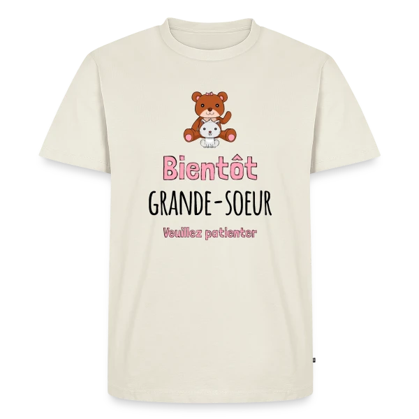 'Bientôt Grande Sœur' - Annonce Grossesse Originale sur T-shirt Premium bio Homme