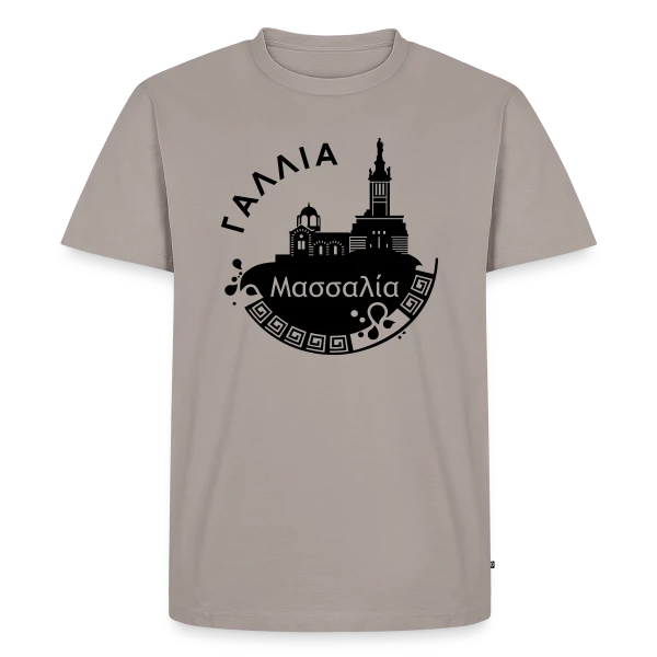 Maquette de T-shirt Premium bio Homme « Marseille Grecque Antique » à personnaliser