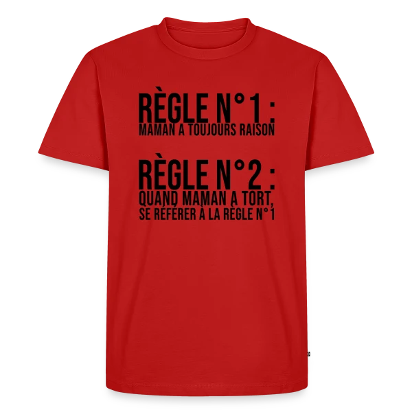 Maquette de T-shirt Premium bio Homme « Maman a Toujours Raison : La Vérité Universelle ! » à personnaliser