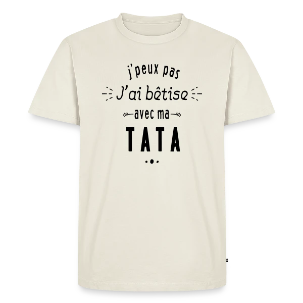 Maquette de T-shirt Premium bio Homme « Bêtises avec ma Tata » à personnaliser